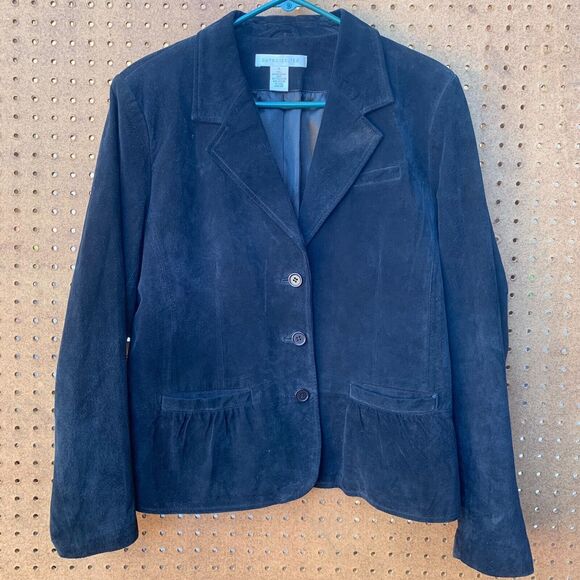 Vintage Leather Blazer Jacket 90s Y2K Pursuits LTD Suede Retro Goth Whimsygoth - Picture 1 of 5